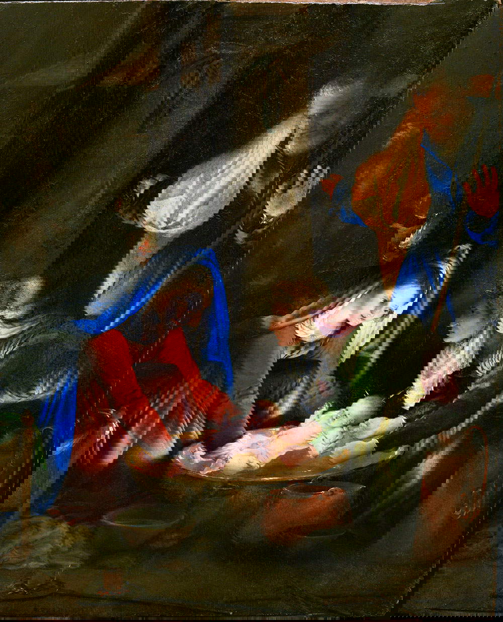 Lorenzo Lotto, Nativité nocturne (Madone lavant l'enfant) (1526 ; huile sur panneau, 55,5 x 45 cm ; Sienne, Pinacoteca Nazionale di Siena) Lorenzo Lotto, Nativité nocturne (Madone lavant l'enfant) (1526 ; huile sur panneau, 55,5 x 45 cm ; Sienne, Pinacoteca Nazionale di Siena)