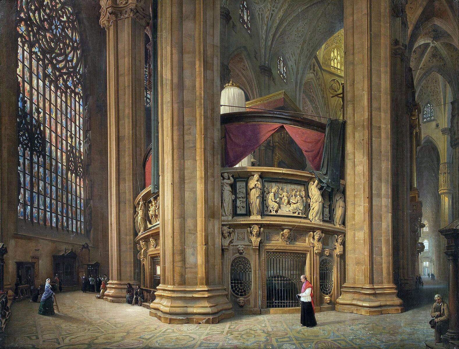 Luigi Bisi, Il tornacoro del Duomo di Milano (1860 ; huile sur toile, 90 x 150 cm ; collection privée, avec l'aimable autorisation de la Quadreria dell'800, Milan)