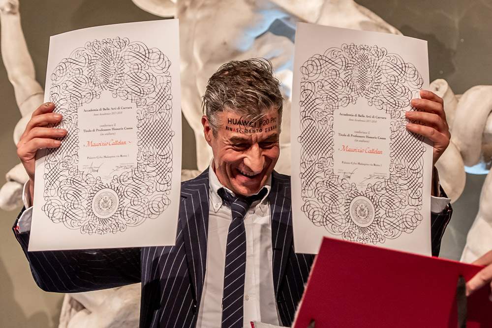 Cattelan speaks in public for the first time. The full text of the speech