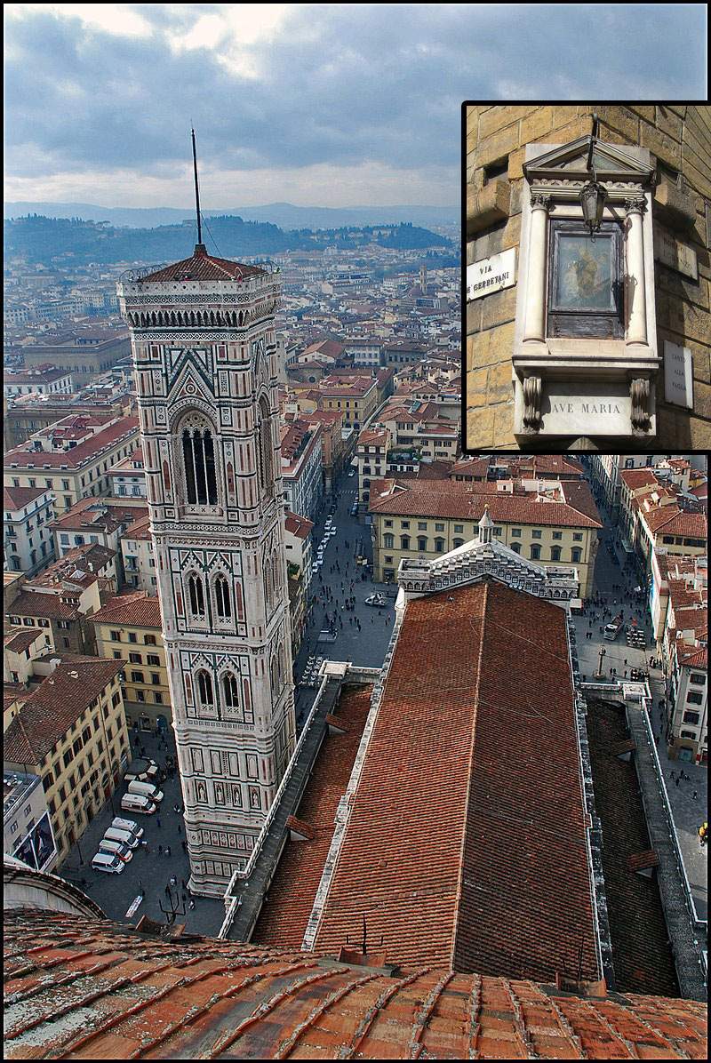 The lower part of the Canto alla Paglia Tabernacle in Florence collapsed: a tourist clung to the structure