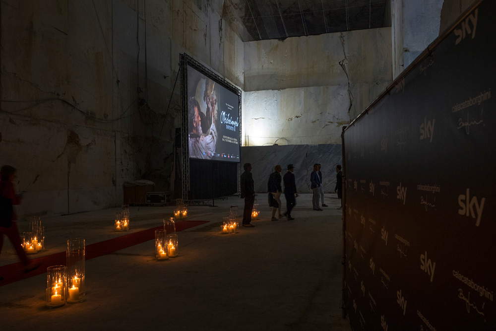 The premiere of the film Michelangelo Infinito in the Cava Ruggetta di Calacata Borghini in Carrara