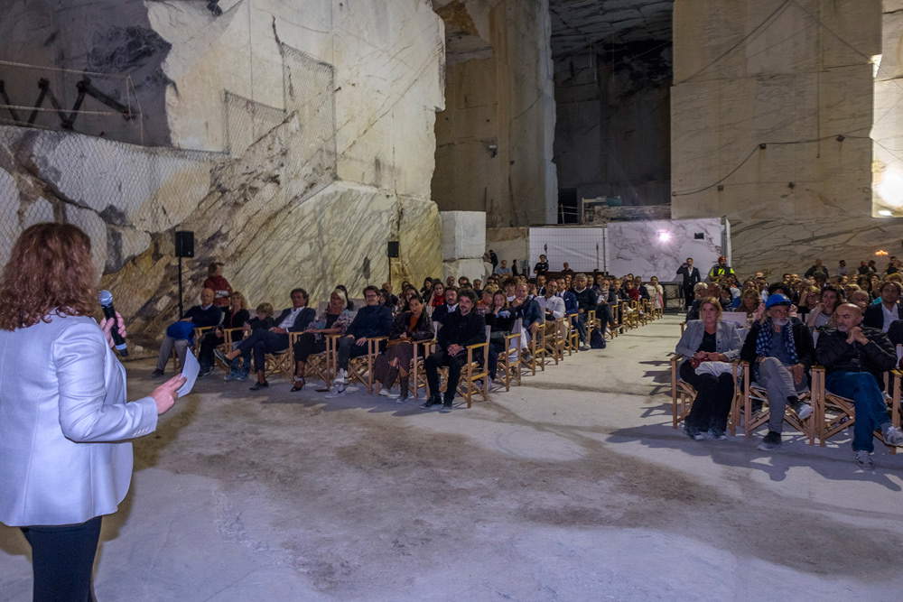 The premiere of the film Michelangelo Infinito in the Cava Ruggetta di Calacata Borghini in Carrara