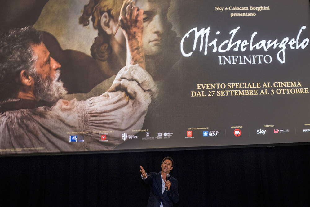 The premiere of the film Michelangelo Infinito in the Cava Ruggetta di Calacata Borghini in Carrara