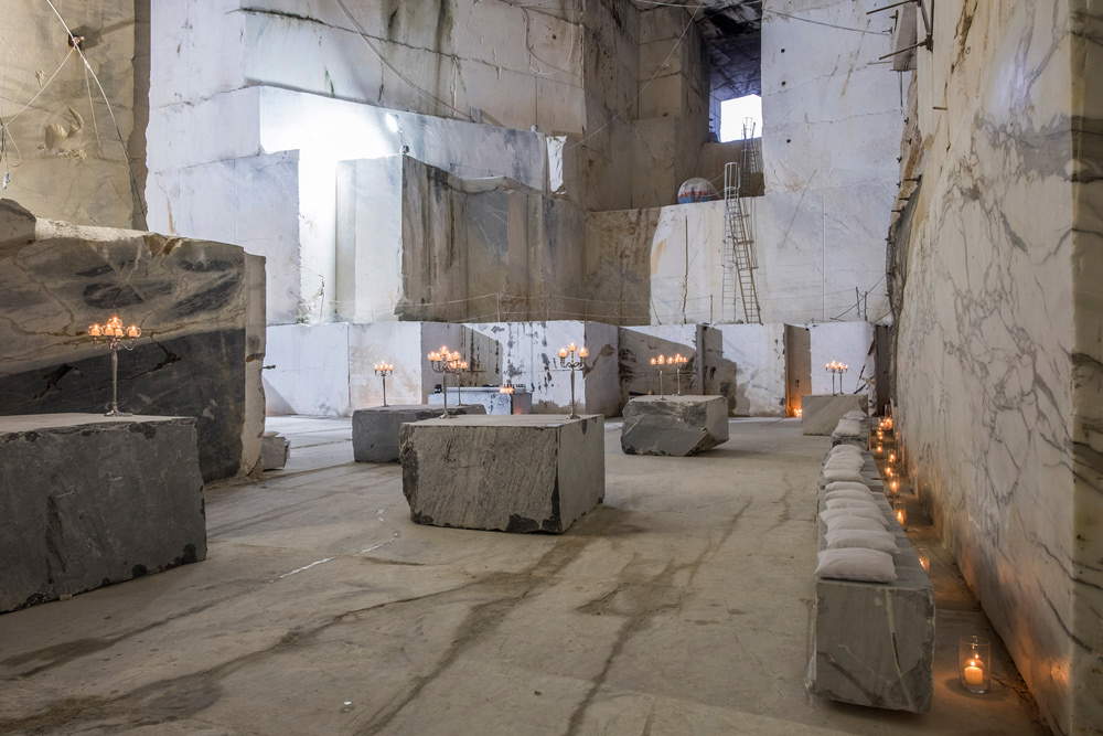 The premiere of the film Michelangelo Infinito in the Cava Ruggetta di Calacata Borghini in Carrara