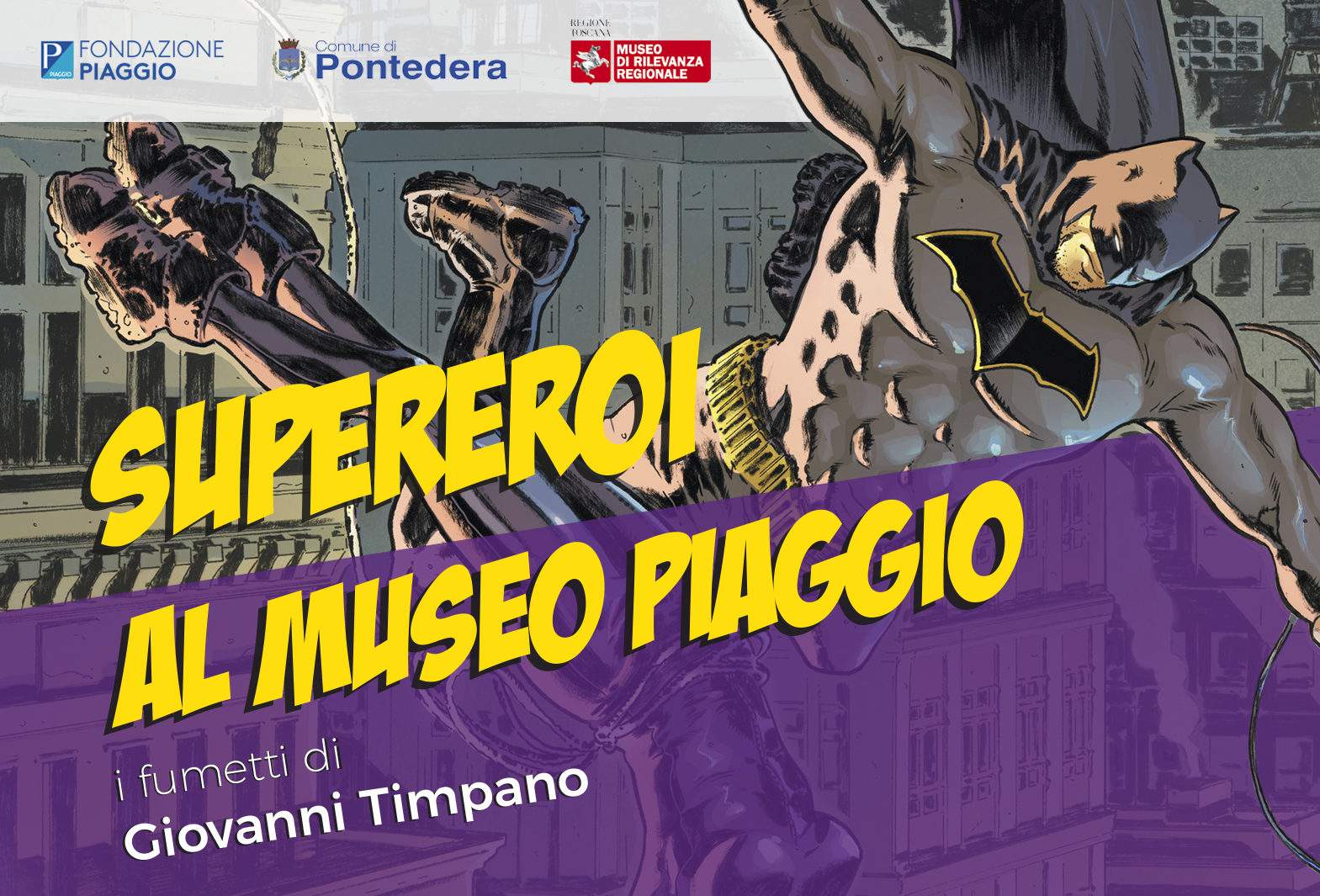 Superheroes drawn by Giovanni Timpano arrive at the Piaggio Museum, from Batman to Green Hornet