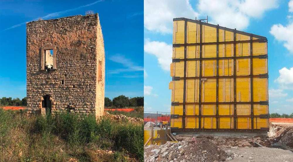 Bari, 16th-century tower moved to build road: first case in Italy