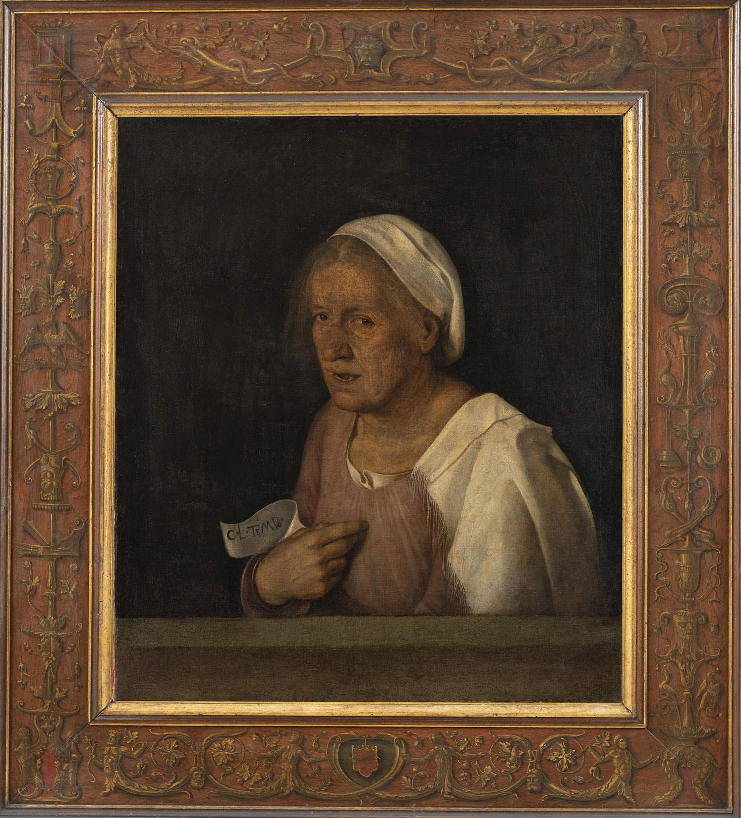 Giorgione, La Vecchia, prima del restauro (dipinto su tela, cm 68,4 x 59,5; Venezia, Gallerie dell'Accademia). Archivio fotografico GAve - su concessione del Ministero dei beni e delle attivitÃ  culturali e del turismo, Museo Nazionale Gallerie dellÂ’Accademia di Venezia. Ph. Matteo De Fina