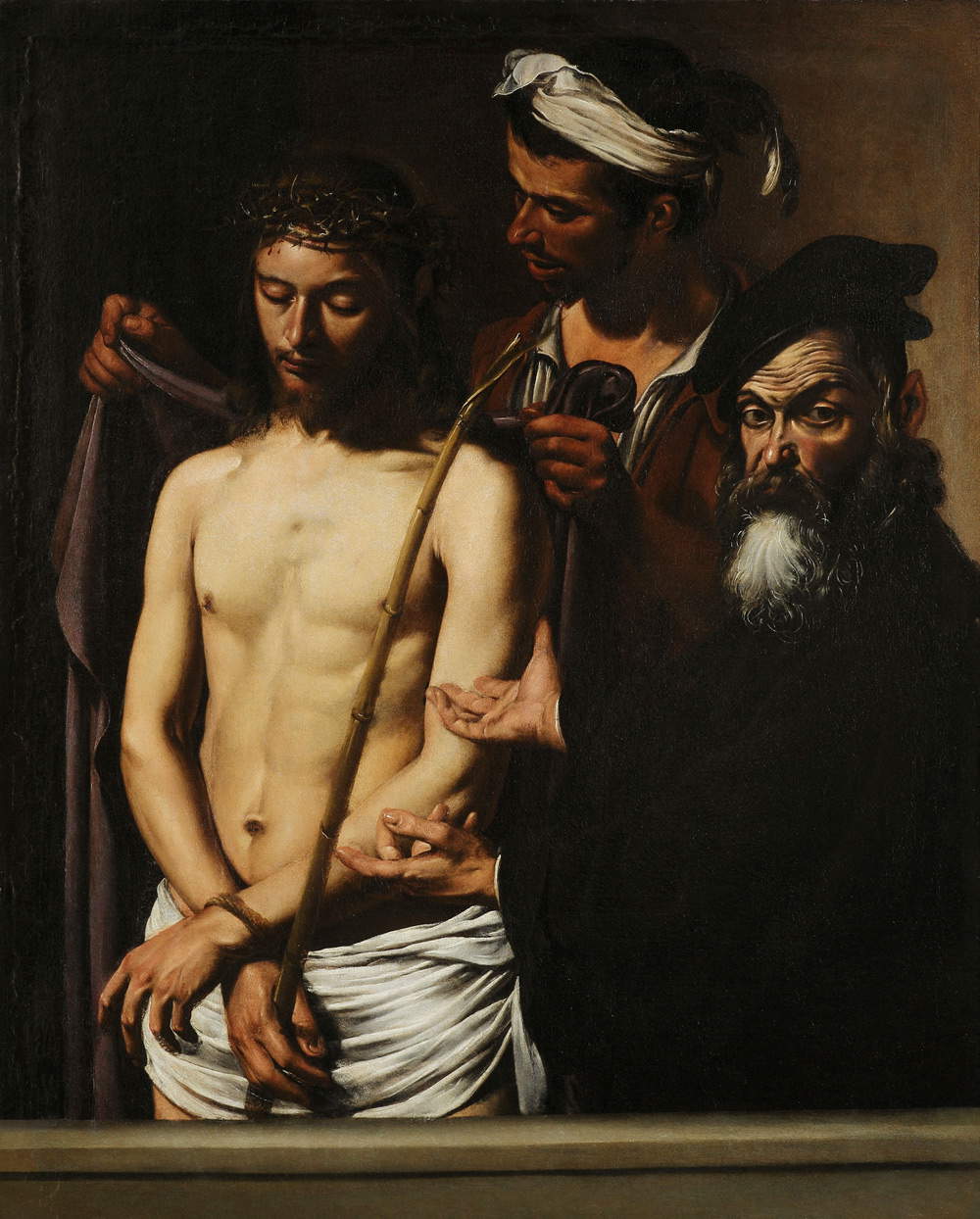 Caravaggio, Ecce Homo (um 1605-1610; Öl auf Leinwand, 128 x 103 cm; Genua, Strada Nuova Museen - Palazzo Bianco)  Caravaggio, Ecce Homo (um 1605-1610; Öl auf Leinwand, 128 x 103 cm; Genua, Strada Nuova Museen - Palazzo Bianco)