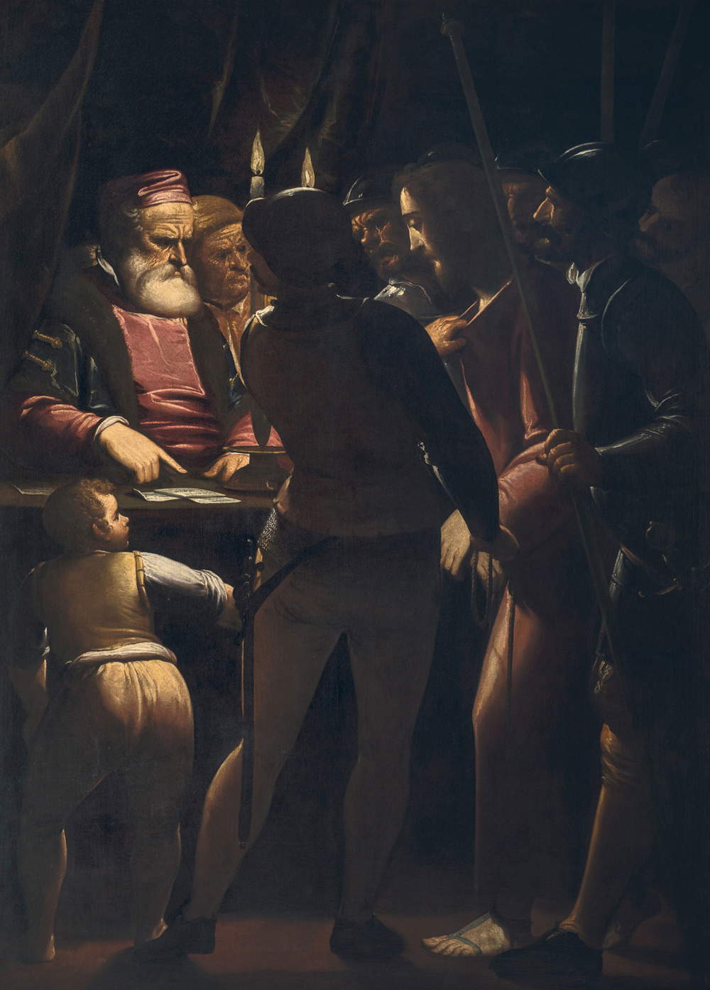 Luca Cambiaso, Christ devant Caïphe (vers 1570-1575 ; huile sur toile, 188 x 138 cm ; Gênes, Museo dell'Accademia Ligustica di Belle Arti) 