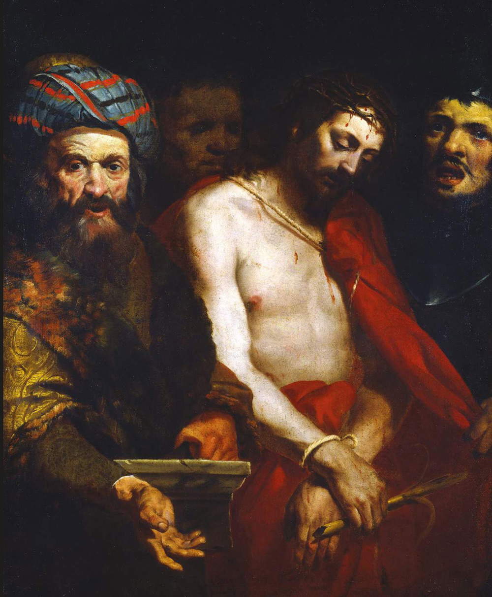 Orazio De Ferrari, Ecce Homo (c. 1640; óleo sobre lienzo, 118 x 97 cm; Génova, Colecciones de Arte de Banca Carige)
Orazio De Ferrari, Ecce Homo (c. 1640; óleo sobre lienzo, 118 x 97 cm; Génova, Colecciones de Arte de Banca Carige)
