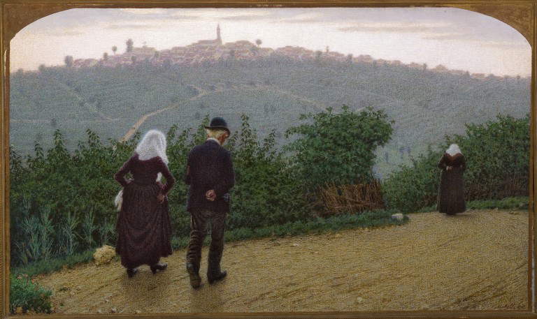 Angelo Morbelli, Alba domenicale (1915; olio su tela, 78 x 132 cm; Piacenza, Galleria d'Arte Moderna Ricci Oddi)
Angelo Morbelli, Alba domenicale (1915; olio su tela, 78 x 132 cm; Piacenza, Galleria d'Arte Moderna Ricci Oddi)