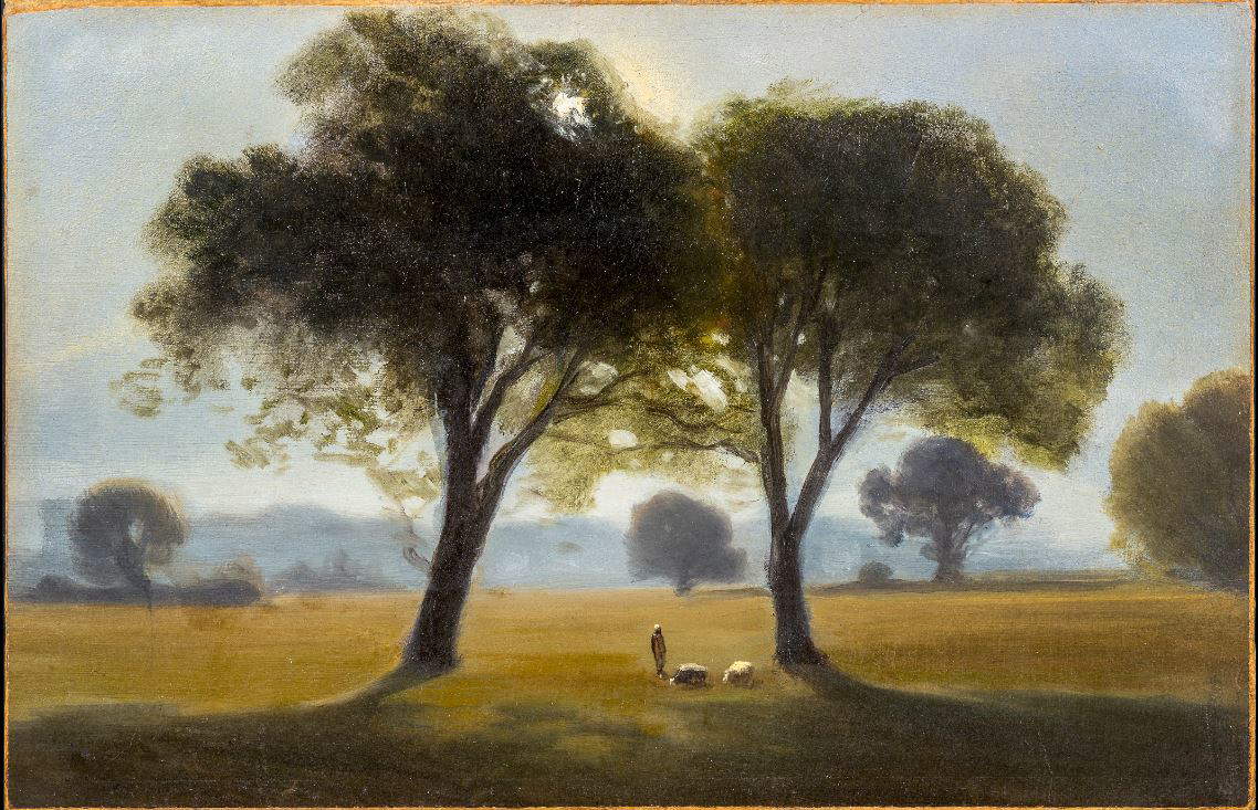 Antonio Fontanesi, Il mattino (1855-1858; olio su carta applicata su cartoncino, 20,1 x 31,1 cm; Torino, GAM - Galleria Civica d'Arte Moderna e Contemporanea)
Antonio Fontanesi, Il mattino (1855-1858; olio su carta applicata su cartoncino, 20,1 x 31,1 cm; Torino, GAM - Galleria Civica d'Arte Moderna e Contemporanea)