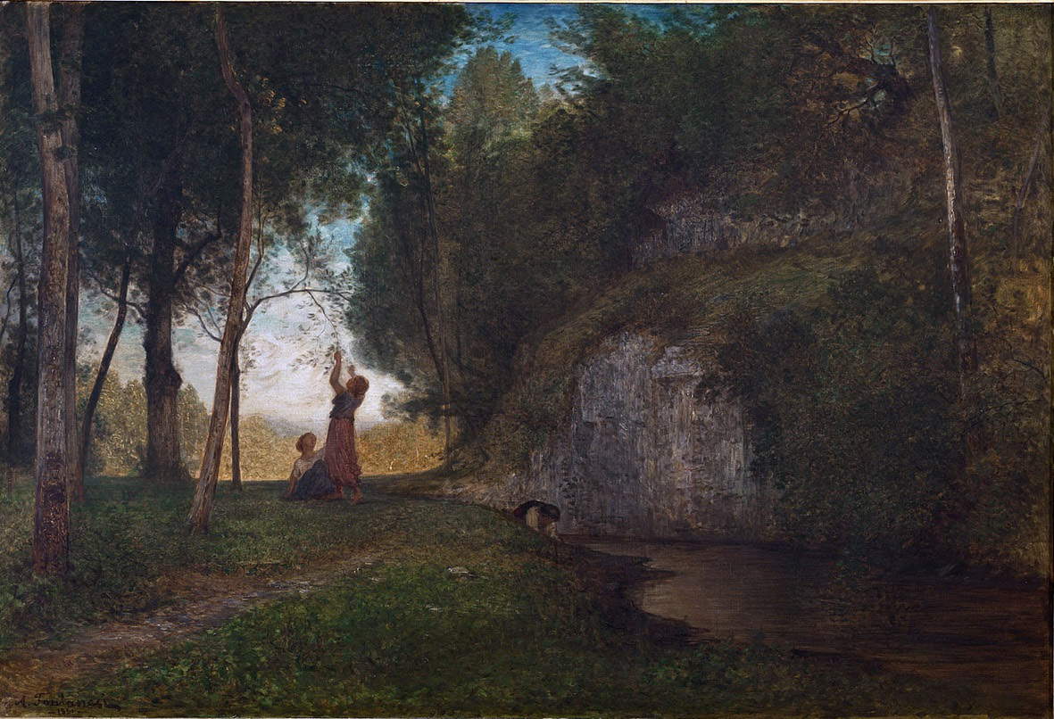 Antonio Fontanesi, La quiete (1860 circa; olio su tela, 81,5 x 119 cm; Torino, GAM - Galleria Civica d'Arte Moderna e Contemporanea)
Antonio Fontanesi, La quiete (1860 circa; olio su tela, 81,5 x 119 cm; Torino, GAM - Galleria Civica d'Arte Moderna e Contemporanea)