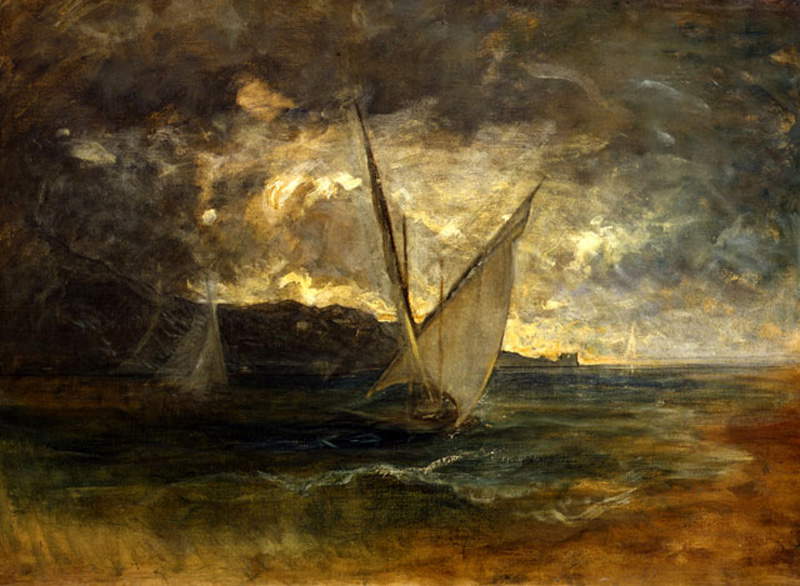 Antonio Fontanesi, Marina in burrasca (1878-1880; olio su tela, 80 x 110 cm; Reggio Emilia, Musei Civici)
Antonio Fontanesi, Marina in burrasca (1878-1880; olio su tela, 80 x 110 cm; Reggio Emilia, Musei Civici)