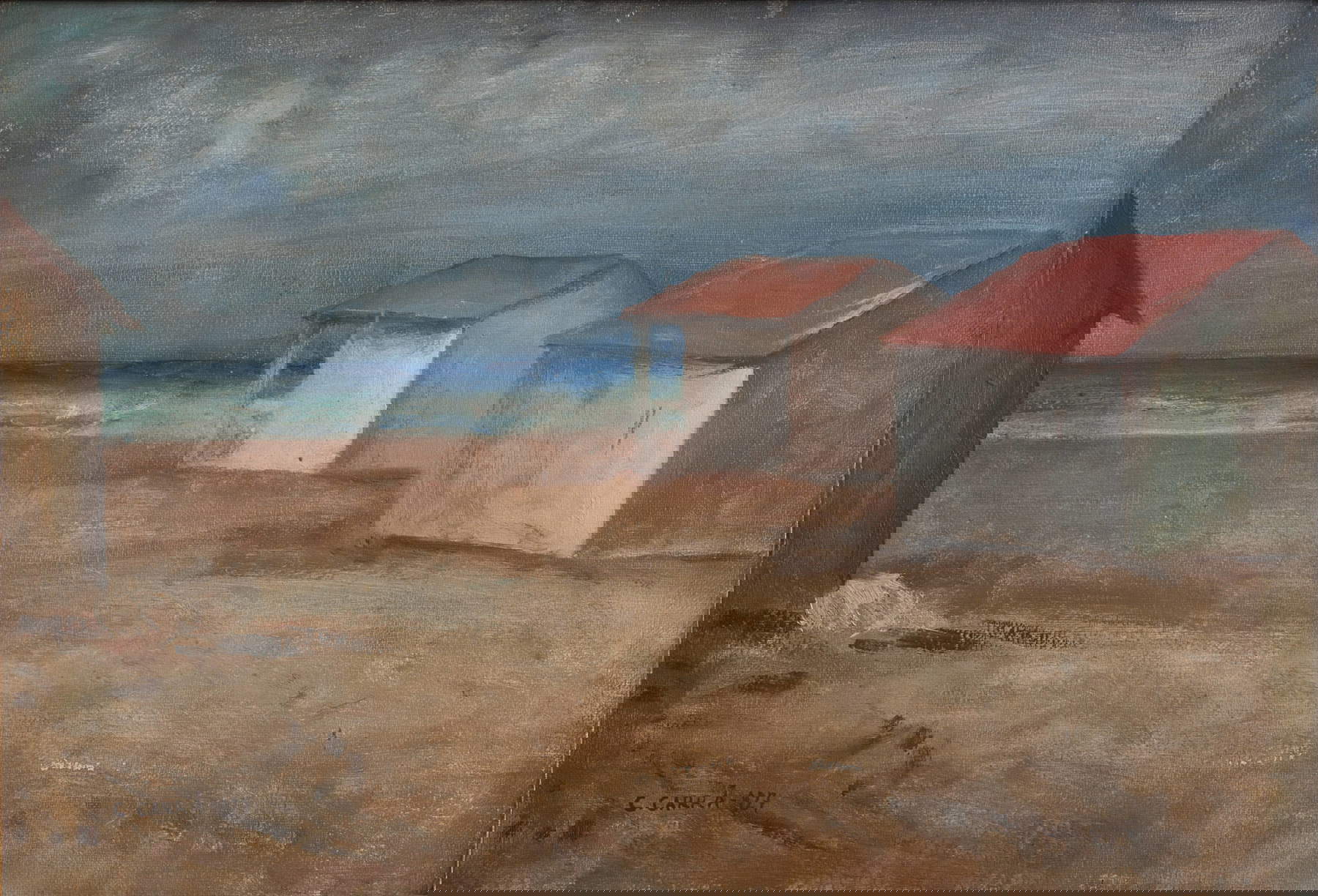 Carlo Carrà, Capanni sul mare (1927; olio su tela applicata su cartone, 44 x 63 cm; Torino, GAM - Galleria Civica d'Arte Moderna e Contemporanea)
 