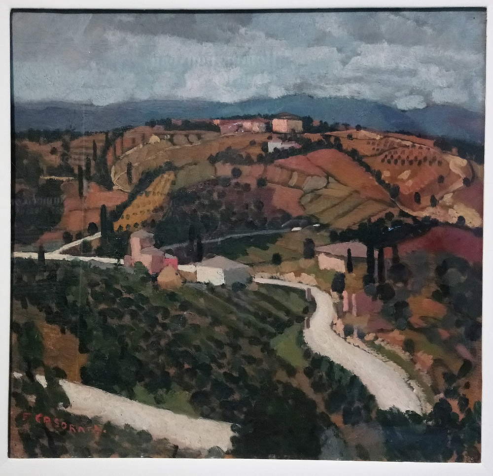 Felice Casorati, Paesaggio toscano (1929 circa; olio su legno, 45 x 65,5 cm; Torino, GAM - Galleria Civica d'Arte Moderna e Contemporanea, Fondazione Guido ed Ettore De Fornaris)
 