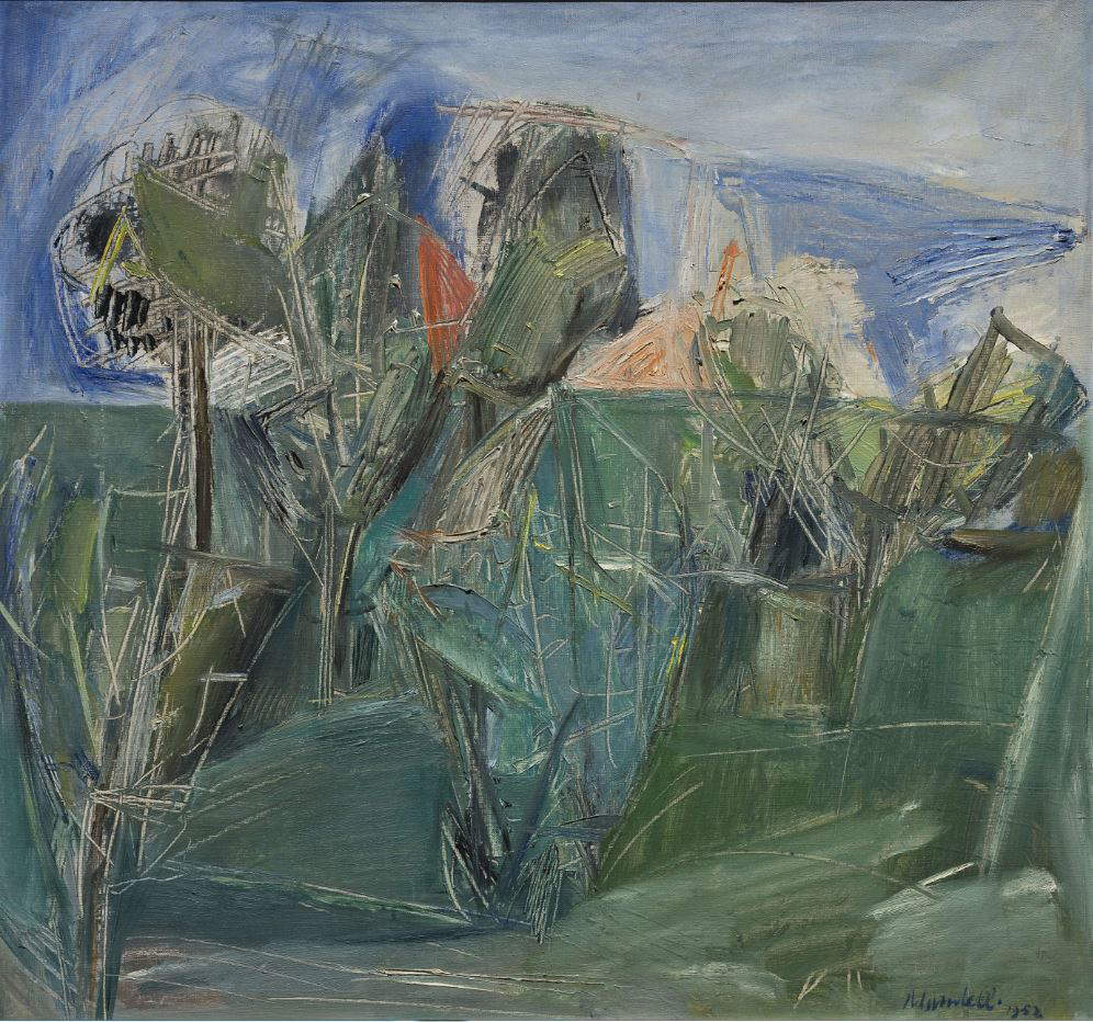 Pompilio Mandelli, Paesaggio (1952; olio su tela, 75 x 80 cm; Collezione privata)
Pompilio Mandelli, Paesaggio (1952; olio su tela, 75 x 80 cm; Collezione privata)