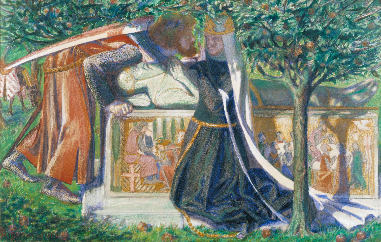 Dante Gabriel Rossetti, La tomba di Artù (1860; acquerello su carta, 23,5 x 36,8 cm; Londra, Tate Britain)