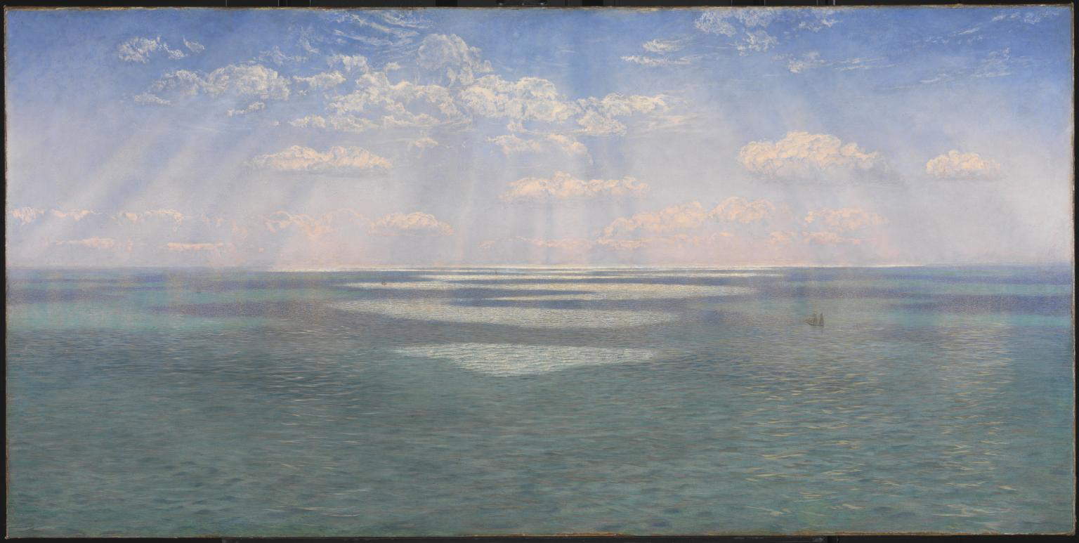 John Brett, Il canale della Manica visto dalle scogliere del Dorset (1871; olio su tela, 106 x 212,7 cm; Londra, Tate Britain)