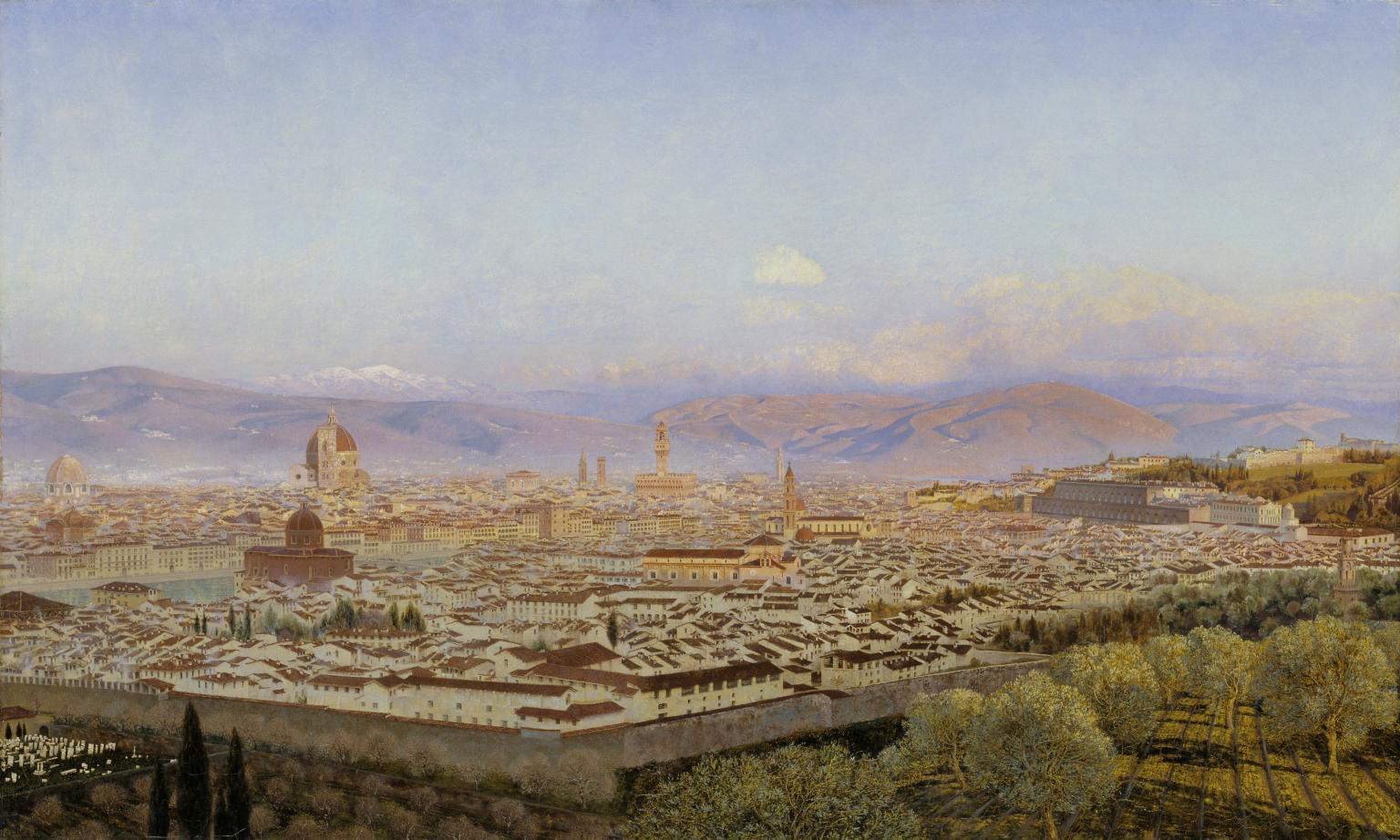 John Brett, Veduta di Firenze da Bellosguardo (1863; olio su tela, 60 x 101,3 cm; Londra, Tate Britain)