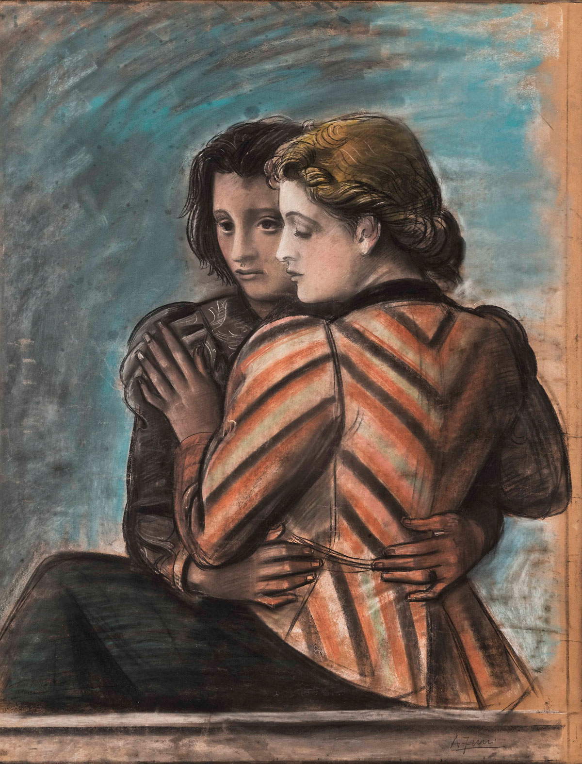 Achille Funi, Ugo e Parisina (1934; pastello su carta) Achille Funi, Ugo e Parisina (1934; pastello su carta)