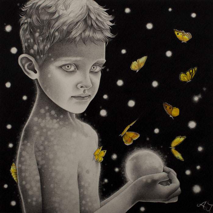 Alessia Iannetti's dark fairy tale on display in London with The Little Boy and the Glowing Globe