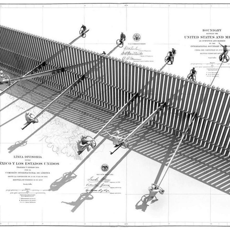 Le altalene di Rael e San Fratello al confine USA-Messico
