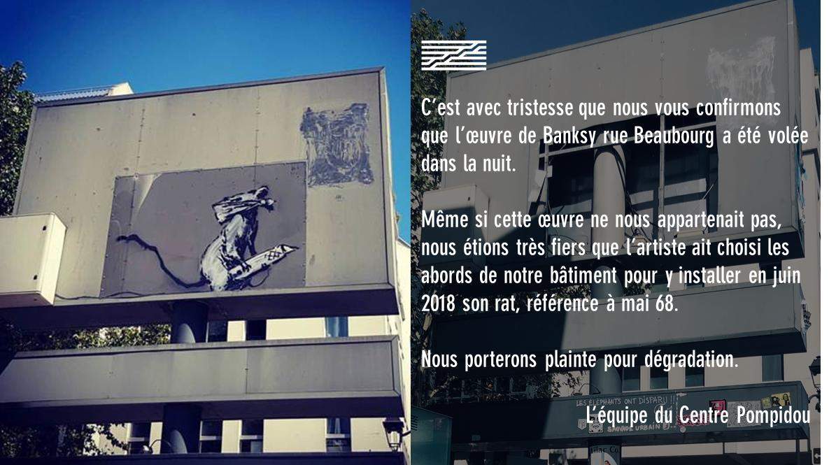 Paris : une autre œuvre de Banksy volée, au Centre Pompidou