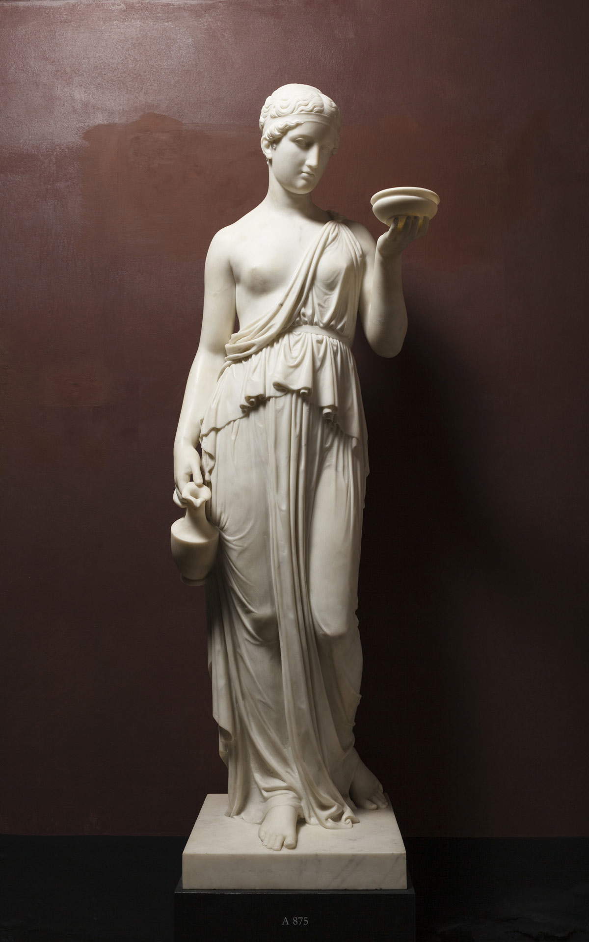 Bertel Thorvaldsen, Hebe (1819-1823; marble, 156.5 x 51.2 x 59.5 cm; Copenhagen, Thorvaldsens Museum)