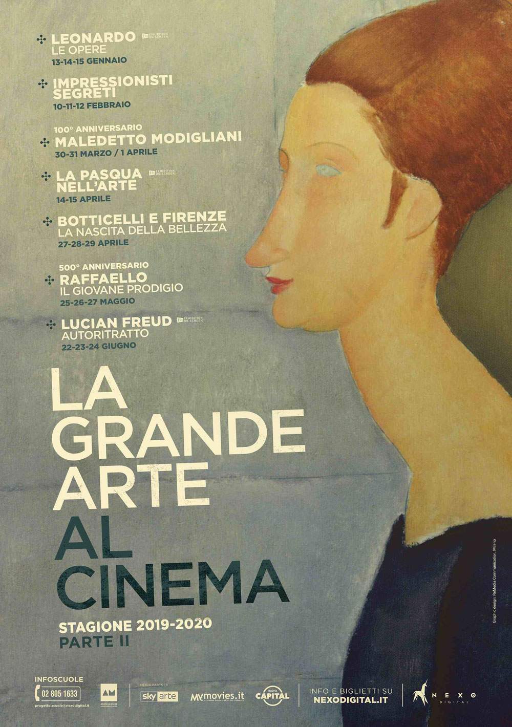 Présentation de la saison 2020 de La Grande Arte al Cinema : de Léonard aux Impressionnistes, de Botticelli à Raphaël et à Lucian Freud.