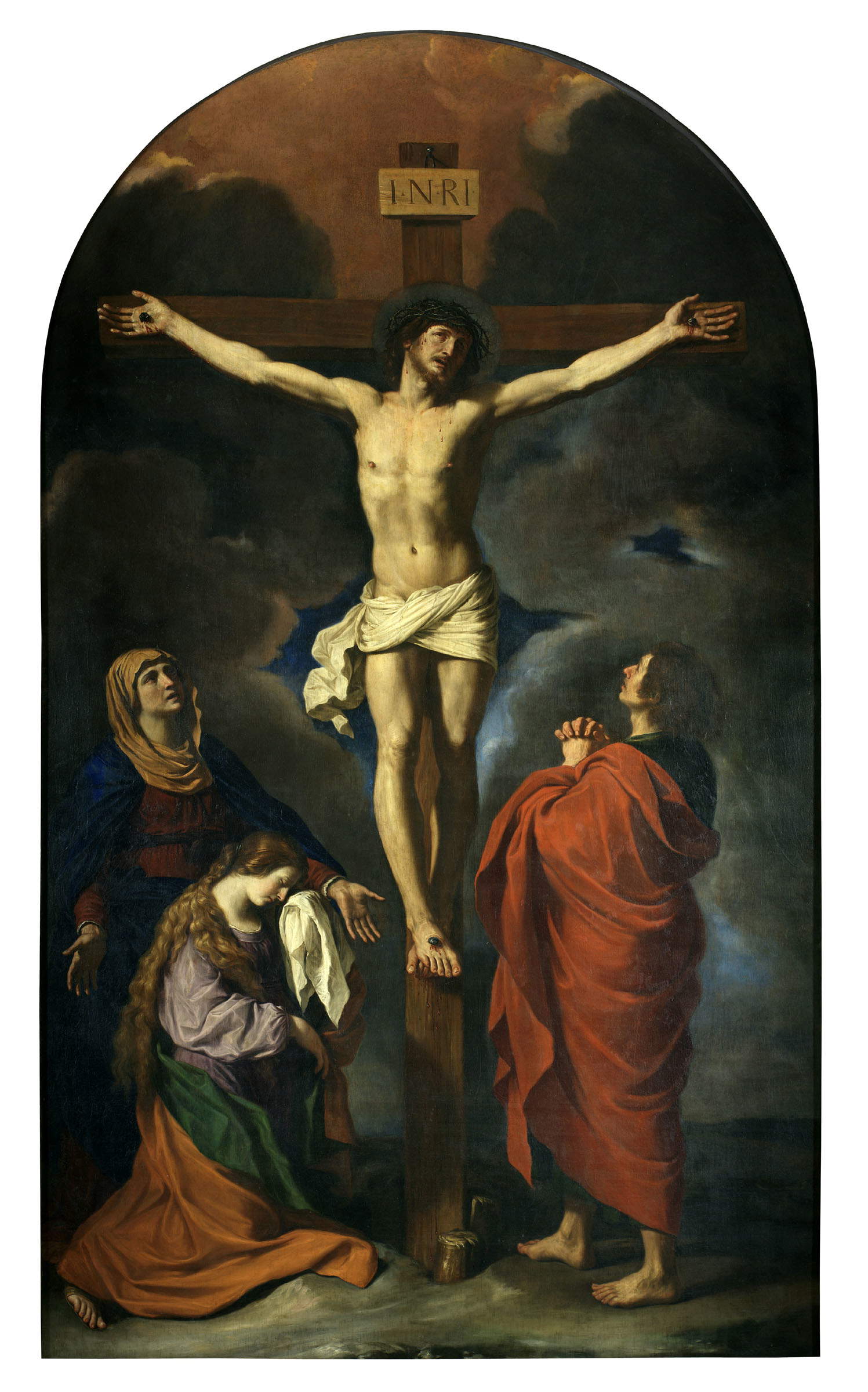 Guercino, Kreuzigung (1645; Öl auf Leinwand; Cento, Chiesa del Rosario)
