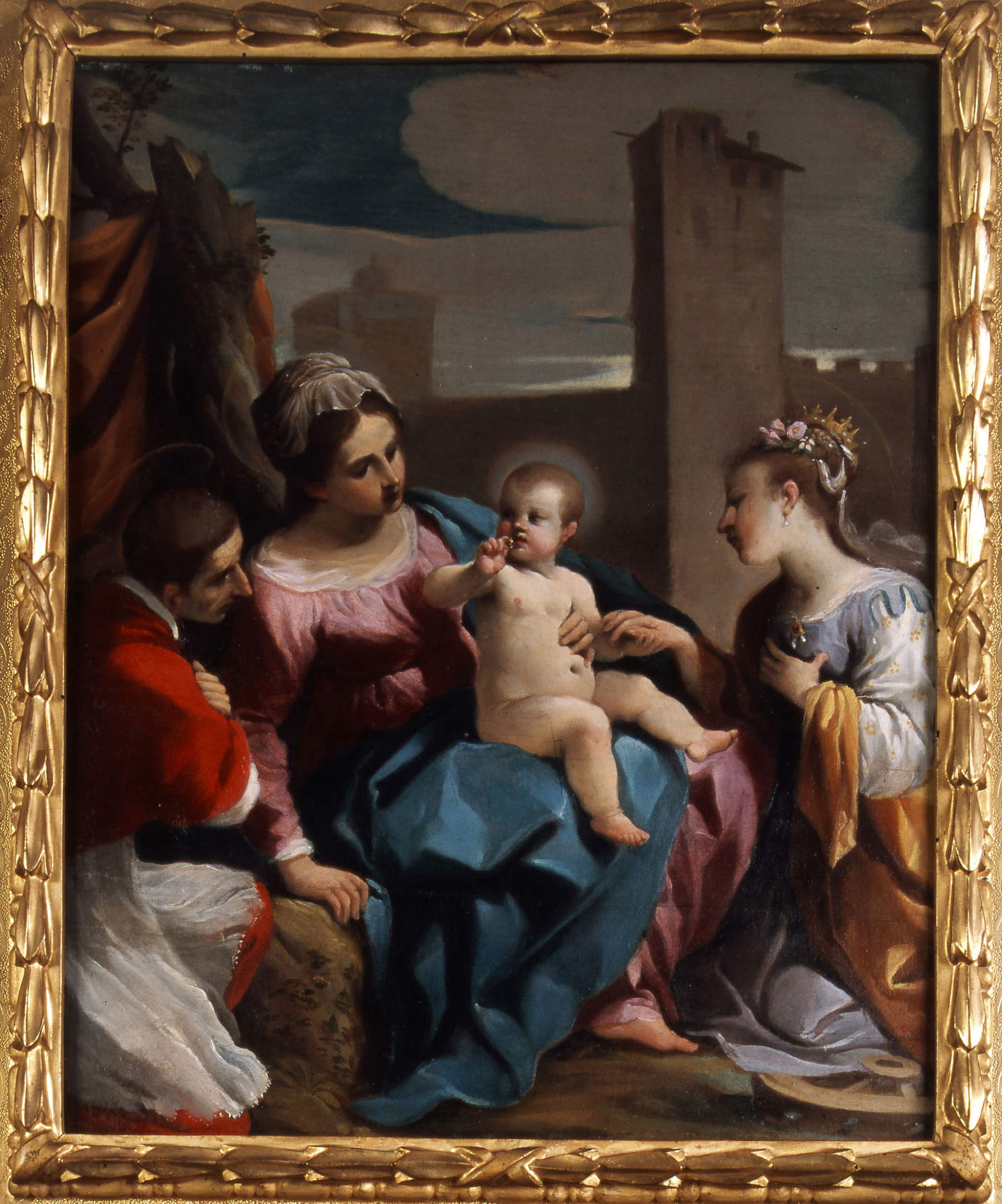 Guercino, Mystische Vermählung der Heiligen Katharina (um 1614; Öl auf Tafel; Cento, Cassa di Risparmio Spa)
