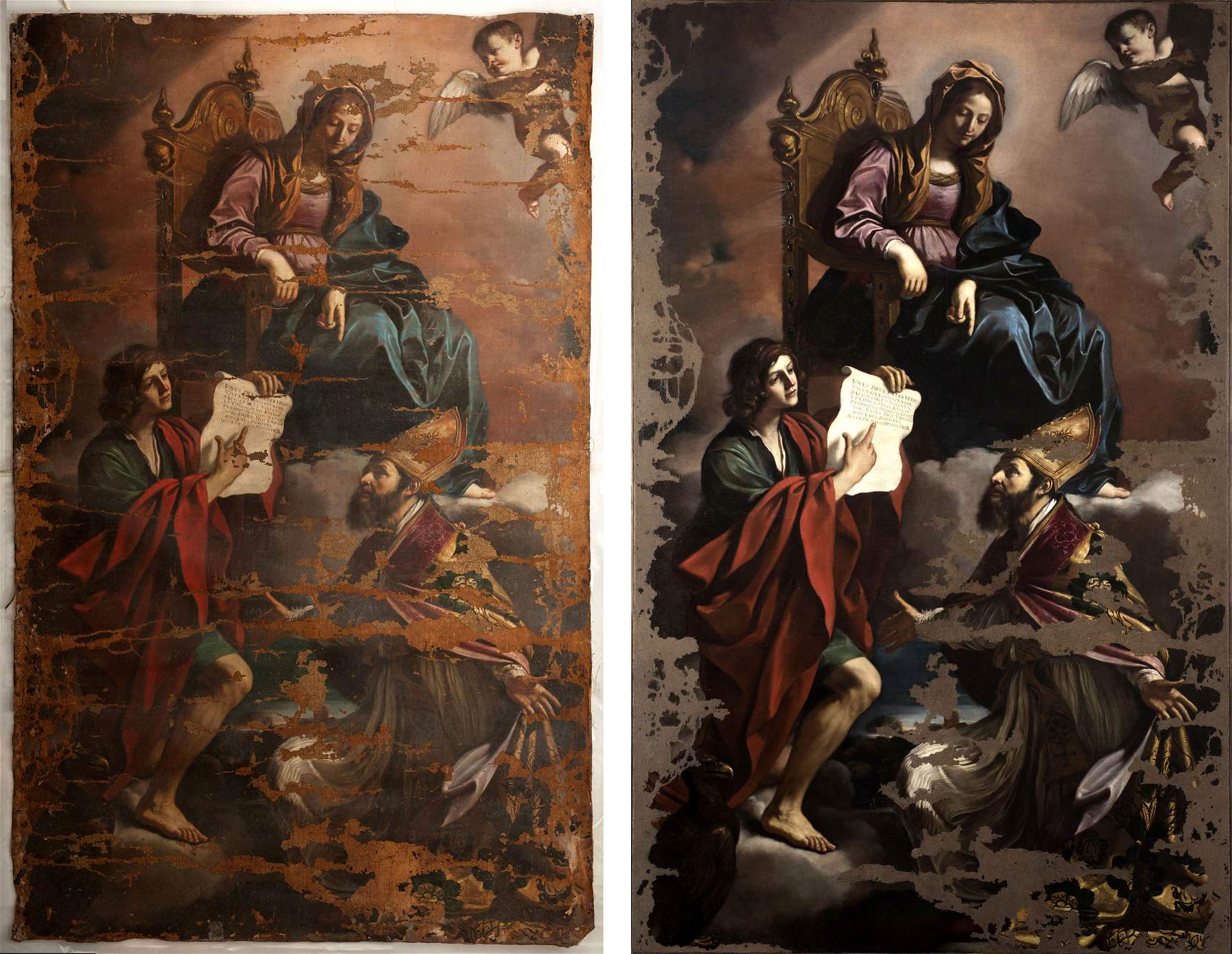 Restauration du Guercino avant et après, c'est un choc. Ficacci : 