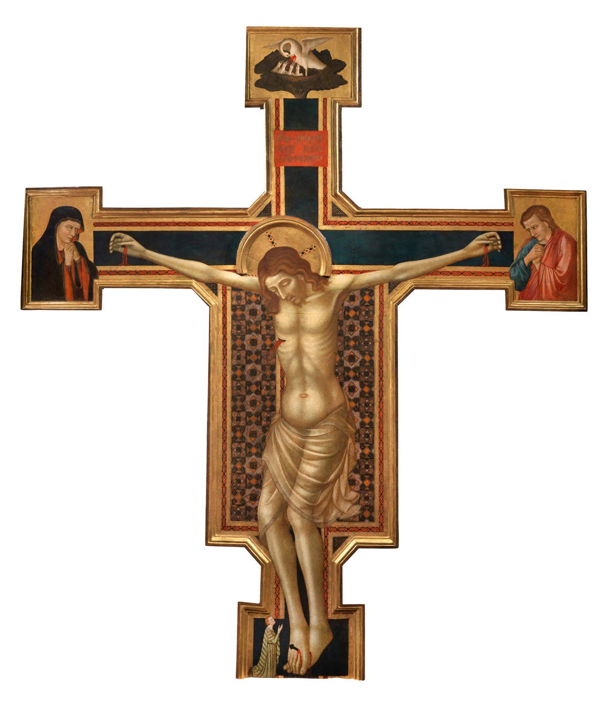 Maître du Crucifix Corsi, Crucifix peint et pleureuses, vers 1315