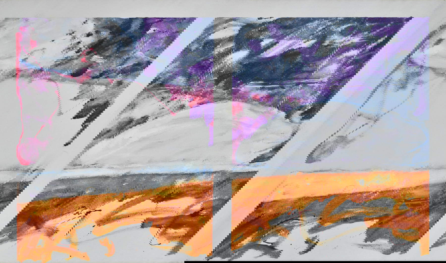 Mario Schifano, Pianura uno Pianura due (1971; smalto su tela, 140 x 240 cm). Courtesy Galleria de' Foscherari, Bologna