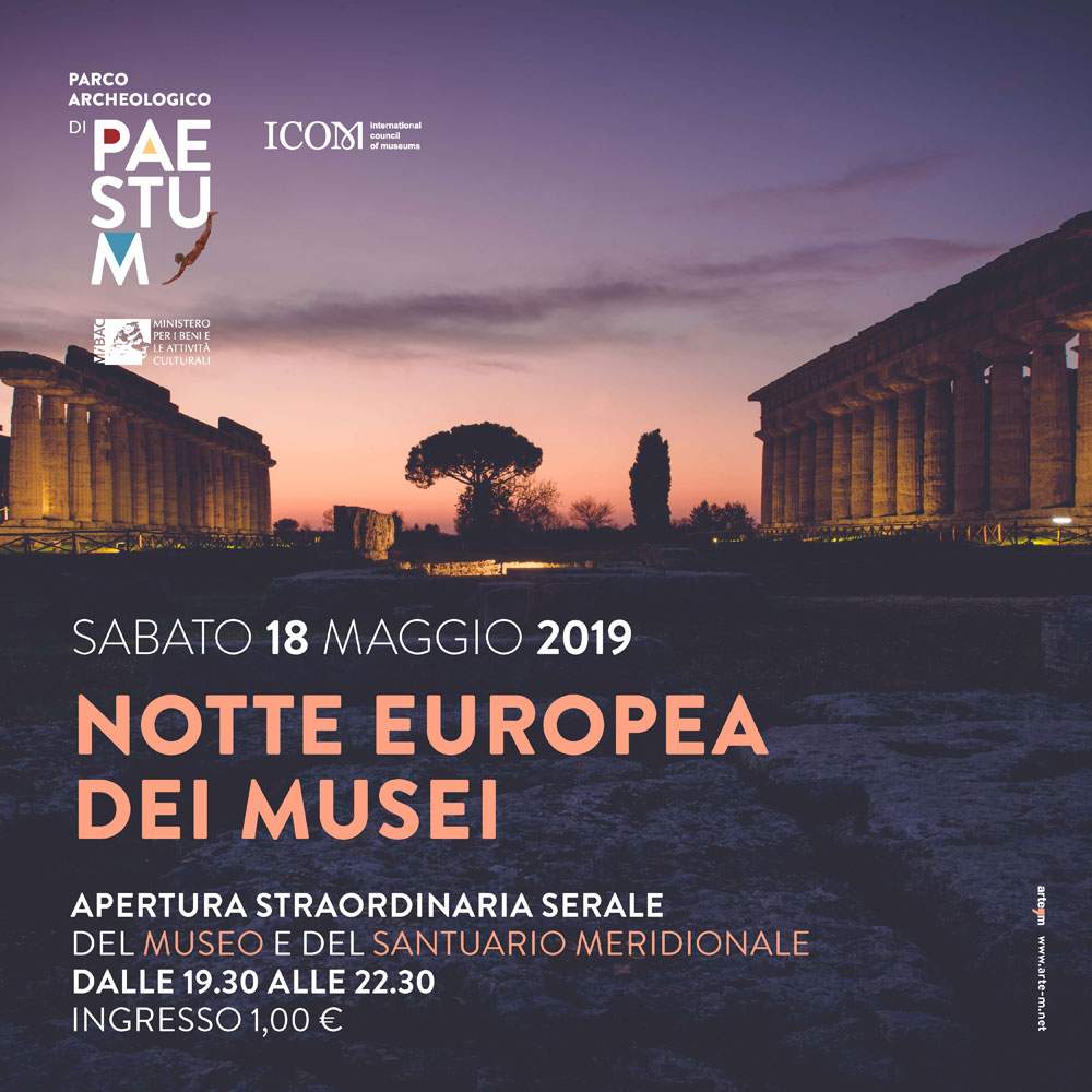 European Night of Museums at the Paestum Archaeological Park. Initiatives.