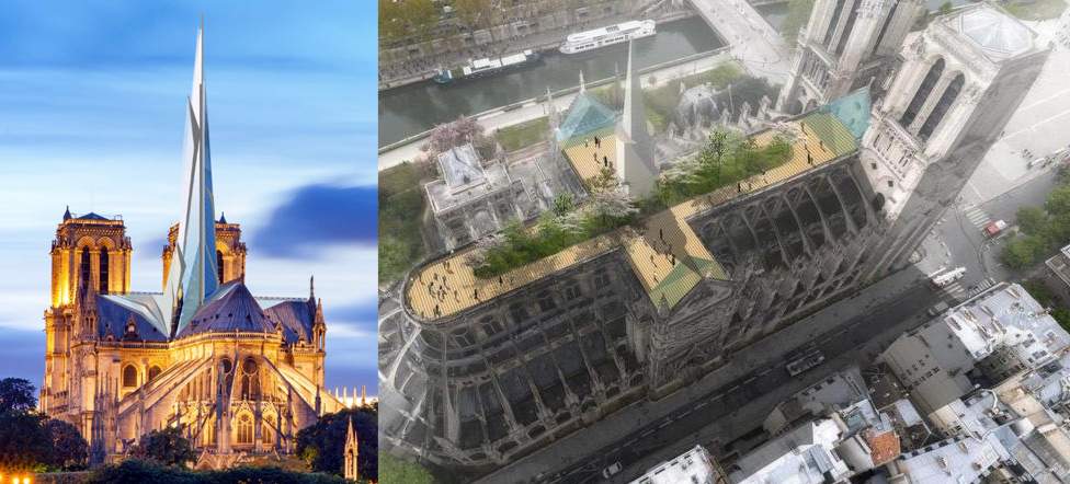 Notre-Dame's most bizarre and original reconstruction projects, from roof garden to spire made of light or glass