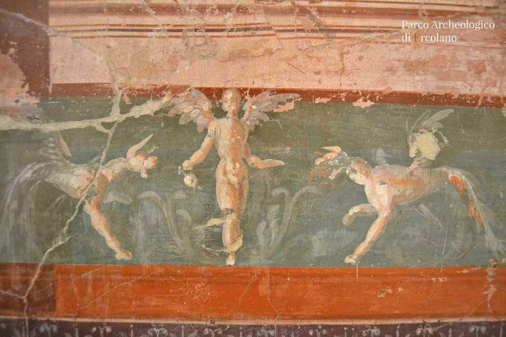 Parc archéologique d'Herculanum : restauration accessible au public de la peinture murale de la Villa des Papyri
