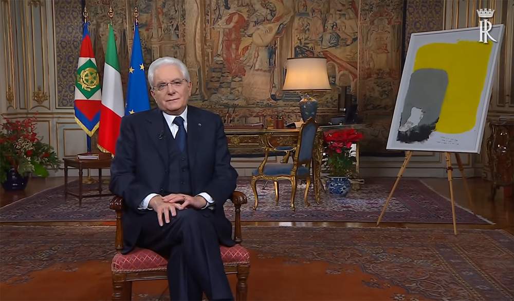 In his end-of-year message, President Mattarella displays a painting by children from the Autism Center
