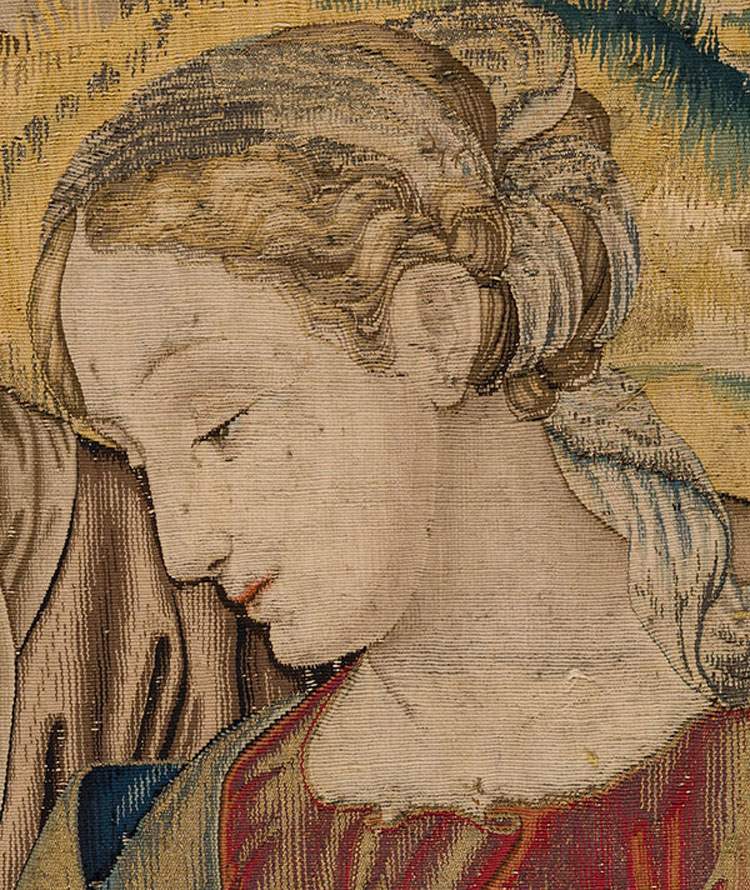 Mondovì expose la tapisserie restaurée de la Vierge de l'Amour Divin d'après un dessin de Raphaël.