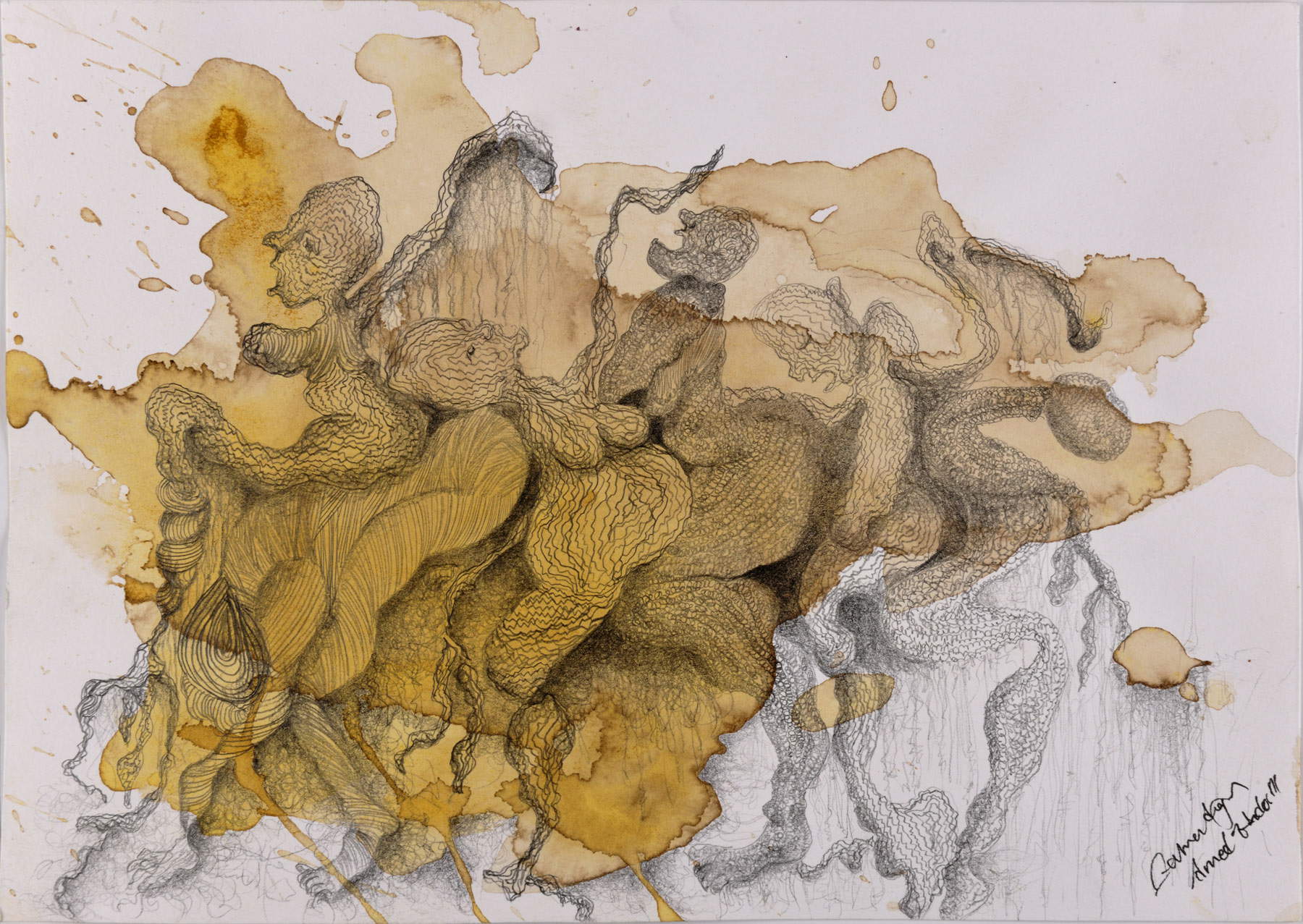 ehra Doğan, Kervan 1, Caravan 1 (2017, carcere di Diyarbakir; curcuma, caffè, penna da disegno su carta, 21 x 30 cm). Photo credit: Jef Rabillon Zehra Doğan, Kervan 1, Caravan 1 (2017, Gefängnis Diyarbakir; Kurkuma, Kaffee, Zeichenstift auf Papier, 21 x 30 cm). Bildnachweis: Jef Rabillon