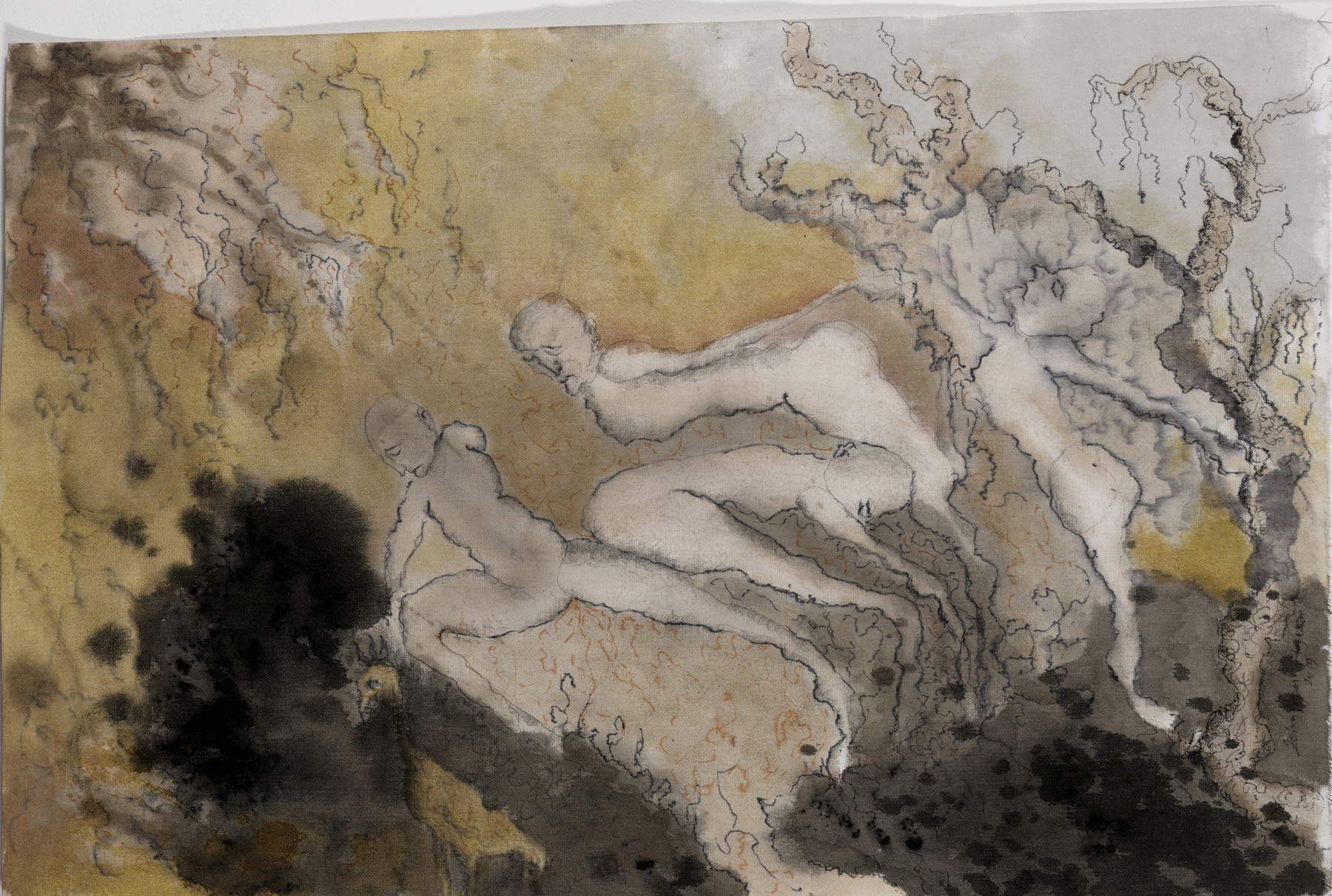 Zehra Doğan, Ohne Titel (2019, London; 77 x 50 cm, Naturmischungen auf Leinwand). Bildnachweis: Jef Rabillon Zehra Doğan, Ohne Titel (2019, London; 77 x 50 cm, Naturmischungen auf Leinwand). Bildnachweis: Jef Rabillon