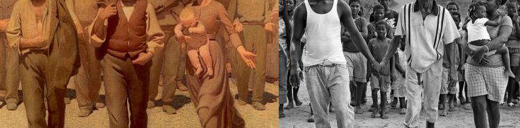 Zehn zeitgen&ouml;ssische Neuinterpretationen von Pellizza da Volpedos "Vierter Stand", von den Migranten bis zu den Arbeitern von heute