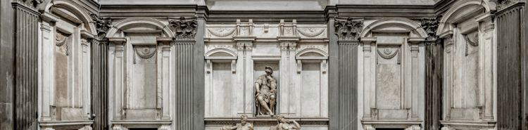 Florenz, die Neue Sakristei, ein Meisterwerk Michelangelos, das unter &auml;hnlichen Lichtverh&auml;ltnissen restauriert wurde, wie sie das Genie erdacht hatte