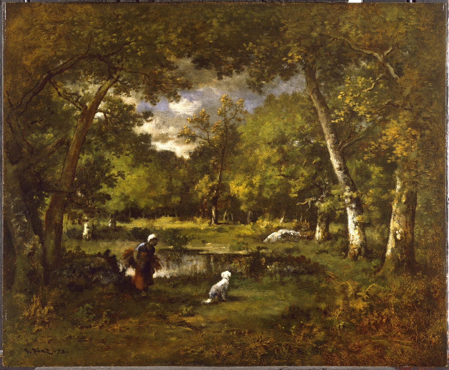 Narcisse Díaz de la Peña, Étang à Fontainebleau (1875 ; huile sur panneau, 45,4 x 55,7 cm ; New York, Brooklyn Museum