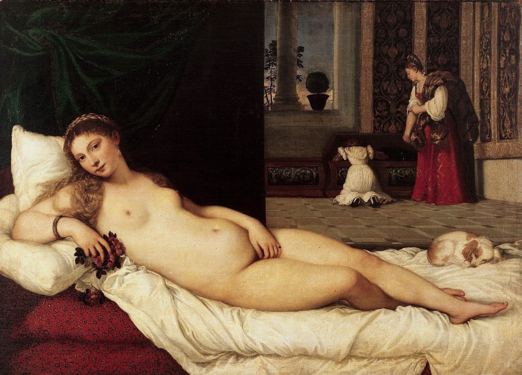 Titien, Vénus d'Urbino (1538 ; huile sur toile, 119 x 165 cm ; Florence, Galerie des Offices)