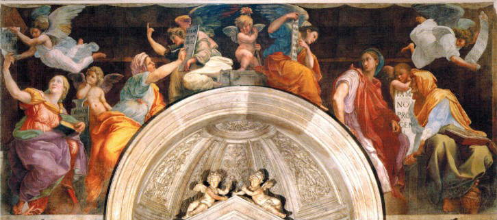 Raphaël, Sibylles et anges (1514 ; fresque, 615 cm de long ; Rome, Santa Maria della Pace)