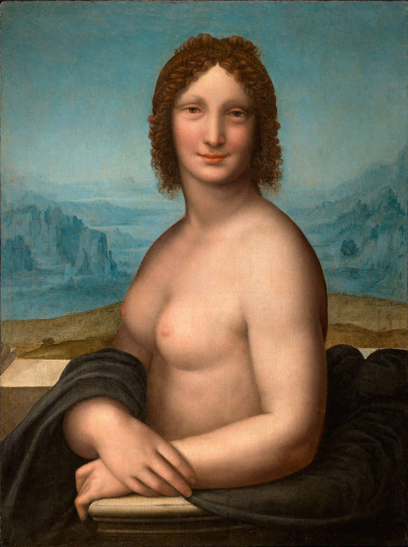 Gian Giacomo Caprotti conocido como el Salaì (?), Mona Lisa desnuda (1515-1525?; óleo sobre tabla transferido a lienzo; Colección particular, en depósito en Vinci, Museo Ideale Leonardo da Vinci)