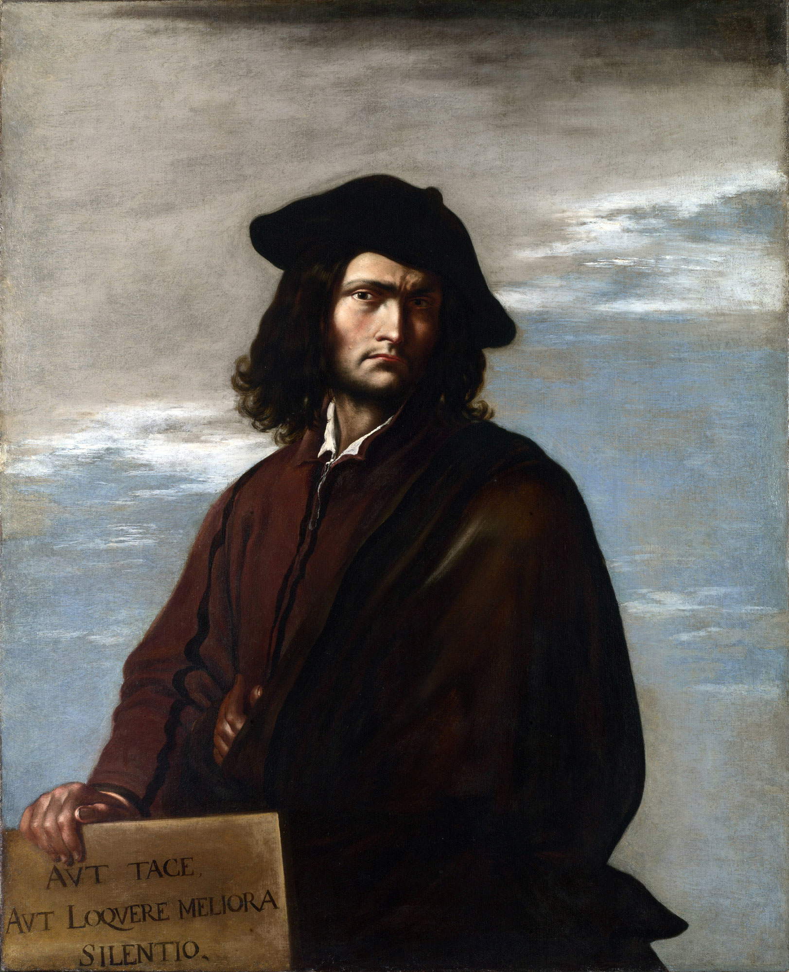 Salvator Rosa, Autoportrait (1645 ; huile sur toile, 116,3 x 94 cm ; Londres, National Gallery)