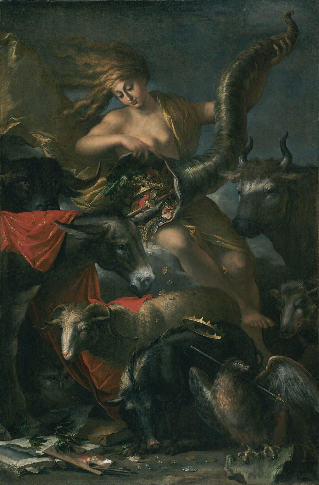 Salvator Rosa, Allégorie de la fortune (1658-1659 ; huile sur toile, 200,7 x 133 cm ; Los Angeles, Getty Museum)